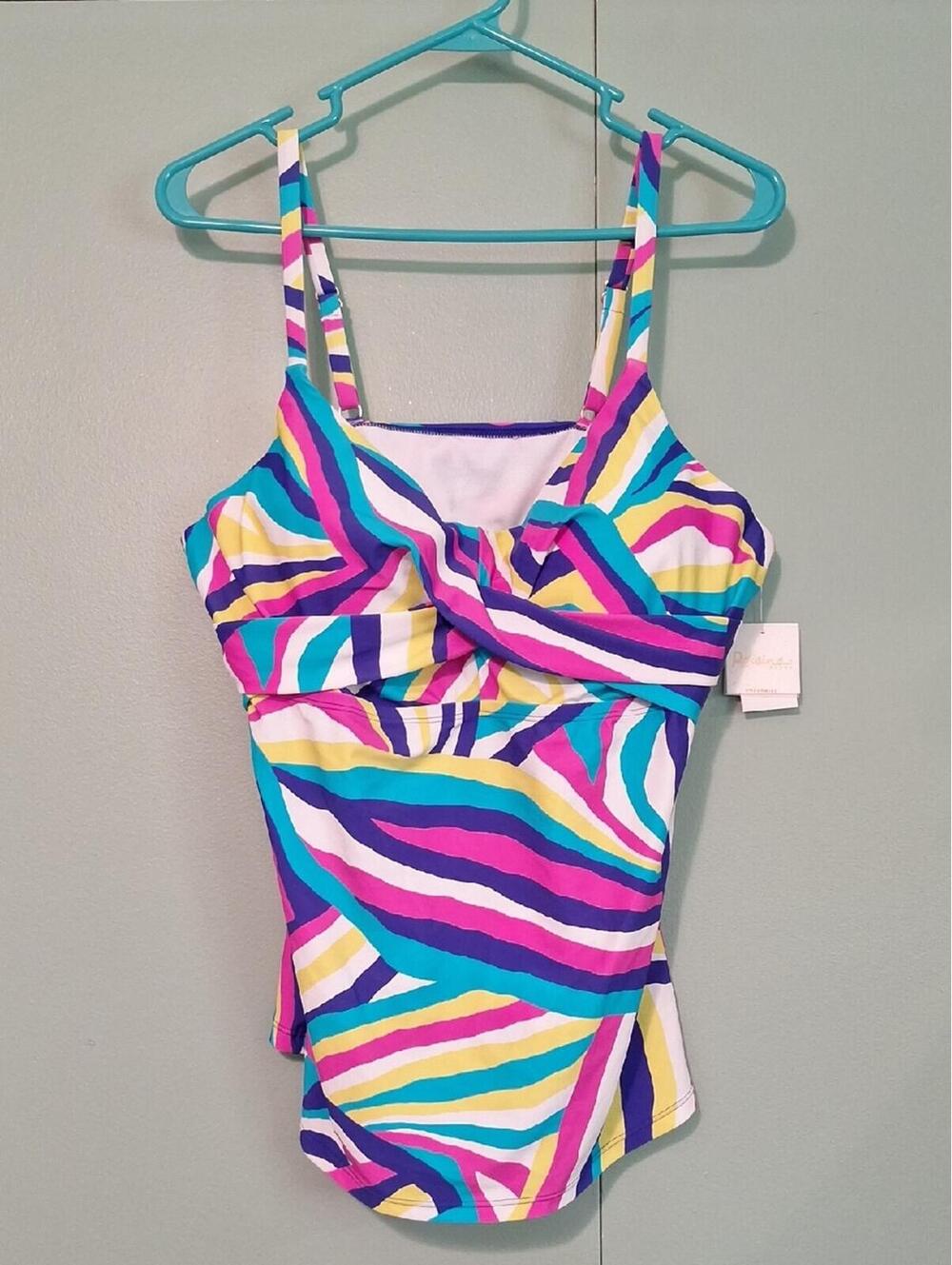 Nwt Raisins Colorful Underwire Tankini Swim Top Size 18 W